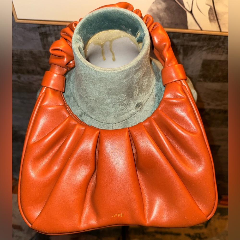 JW PEI Orange Ruched Shoulder Hobo Bag